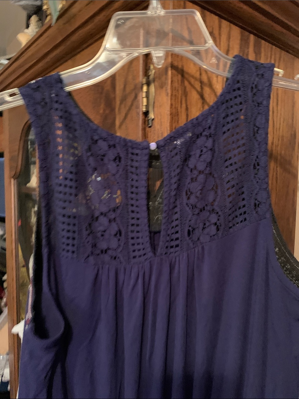 Embroidered Sleeveless Navy Dress (L) Brand: - Picture 7 of 8